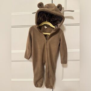 NWOT Bass Pro Shop Brown Bear Insulated Fleece Coveralls Baby- 9 Months